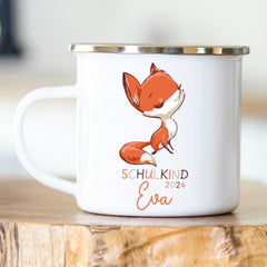 Personalisierte Emailletasse Schulkind 207 Fuchs