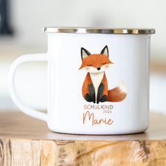 Personalisierte Emailletasse Schulkind 214 Boho Fuchs