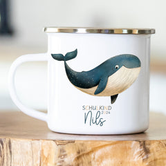 Personalisierte Emailletasse Schulkind 218 Wal
