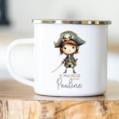 Personalisierte Emailletasse Schulkind 225 Piratin