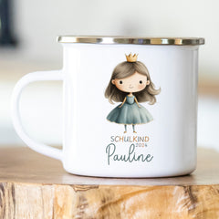 Personalisierte Emailletasse Schulkind 227 Prinzessin
