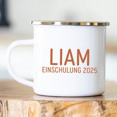 Personalisierte Emailletasse Schulkind 230 Waldtiere