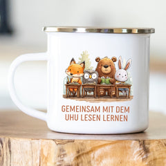 Personalisierte Emailletasse Schulkind 230 Waldtiere