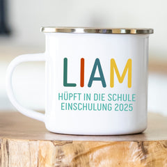 Personalisierte Emailletasse Schulkind 231 Frosch