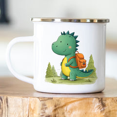Personalisierte Emailletasse Schulkind 232 Dino