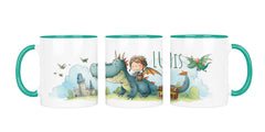 Personalisierte Keramiktasse (7 Farben) 609 Drachenreiter