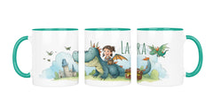 Personalisierte Keramiktasse (7 Farben) 610 Drachenreiterin