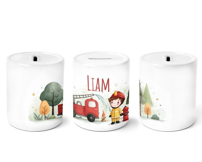 Personalisierte Spardose 611 Feuerwehr Junge