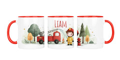 Personalisierte Keramiktasse (7 Farben) 611 Feuerwehr Junge