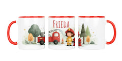 Personalisierte Keramiktasse (7 Farben) 612 Feuerwehr Mädchen