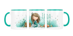 Personalisierte Keramiktasse (7 Farben) 618 Meerjungfrau