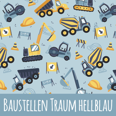 Baustellentraum hellblau Musselin 49cm Stoffrest 15,45€/m