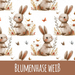 Blumenhase weiß Bio Jersey 53cm Stoffrest 18,1€/m