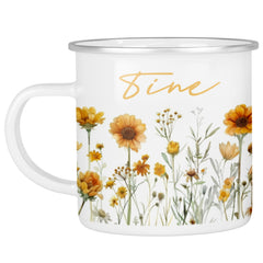 Personalisierte Emailletasse Blumen 2