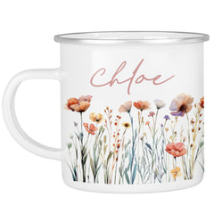 Personalisierte Emailletasse Blumen 4