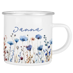 Personalisierte Emailletasse Blumen 5