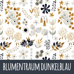 Blumentraum dunkelblau Baumwolle 100cm Stoffrest 15,45€/m