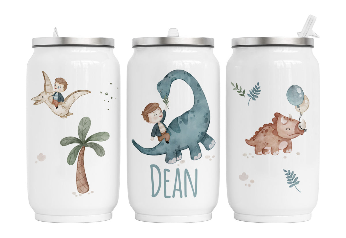 Personalisierte Thermo-Edelstahl Trinkdose 06. Dinoreiter