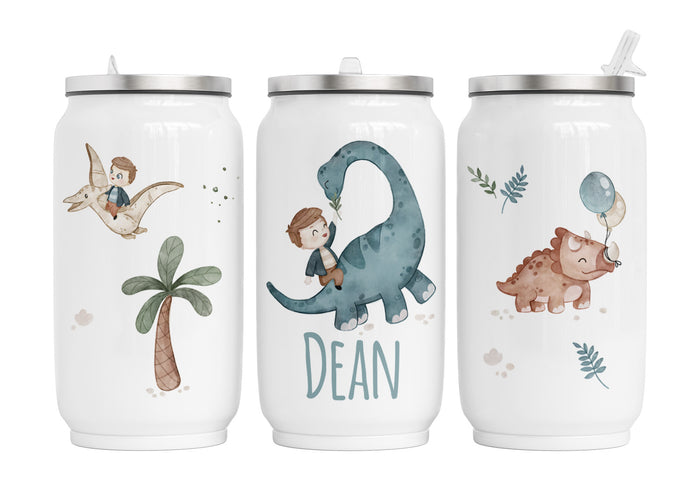 Personalisierte Thermo-Edelstahl Trinkdose 06. Dinoreiter