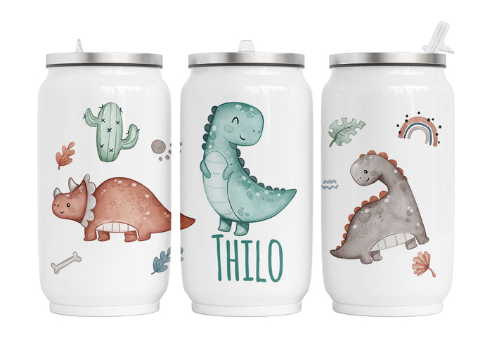 Personalisierte Thermo-Edelstahl Trinkdose 64. Dinos