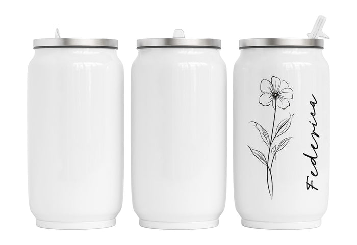 Personalisierte Thermo-Edelstahl Trinkdose Einfache Blume