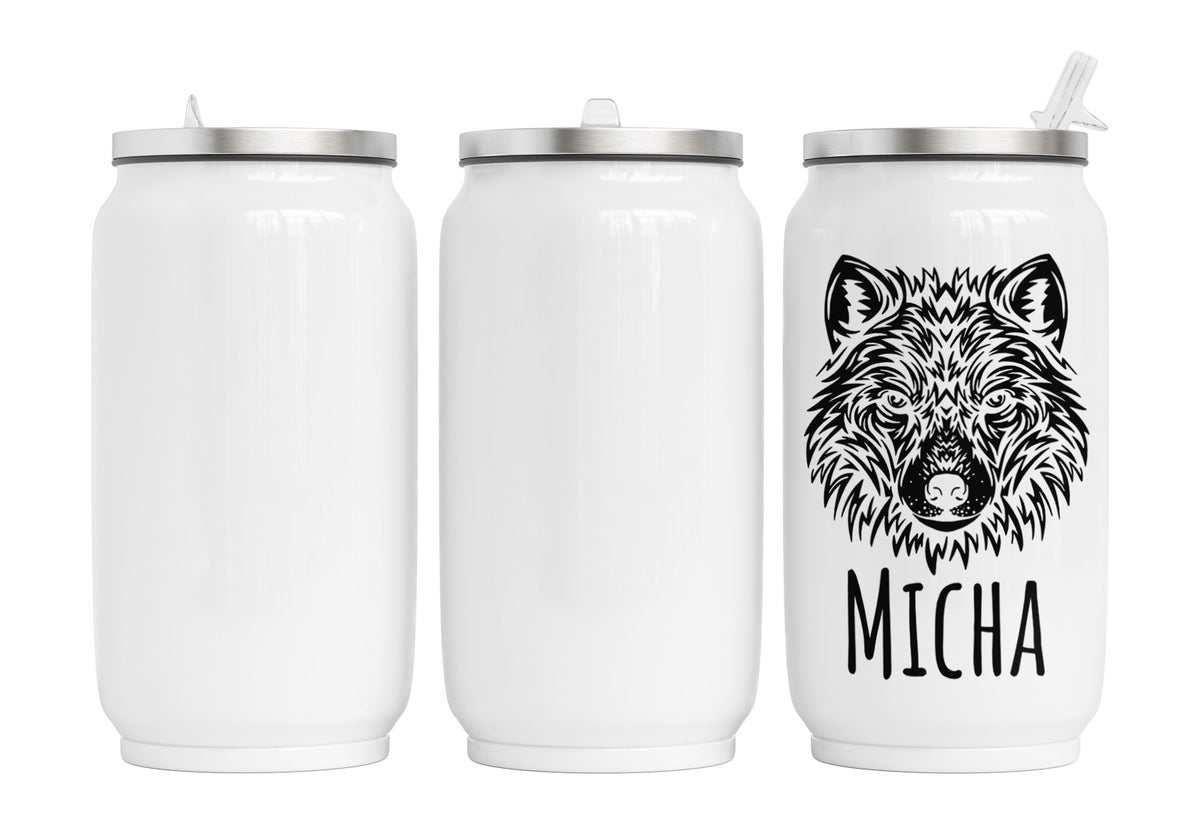 Personalisierte Thermo-Edelstahl Trinkdose Artic Wolf