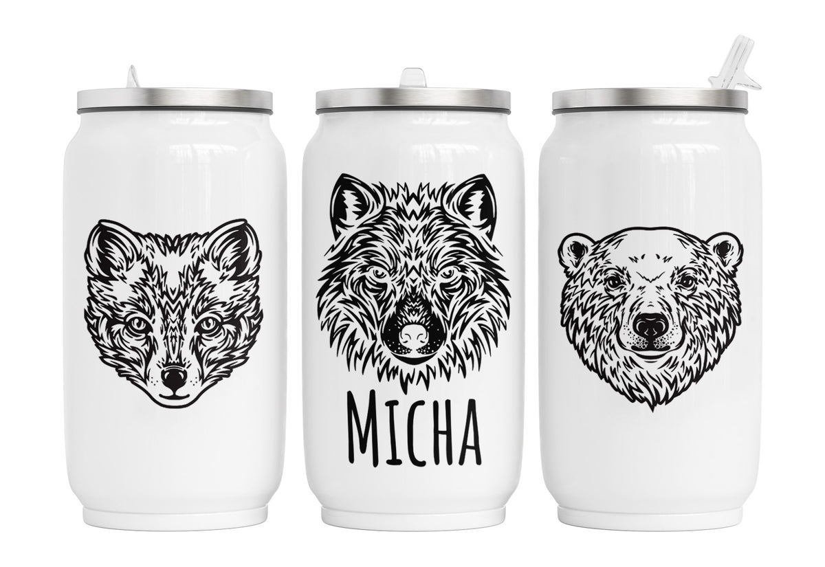 Personalisierte Thermo-Edelstahl Trinkdose Artic animals