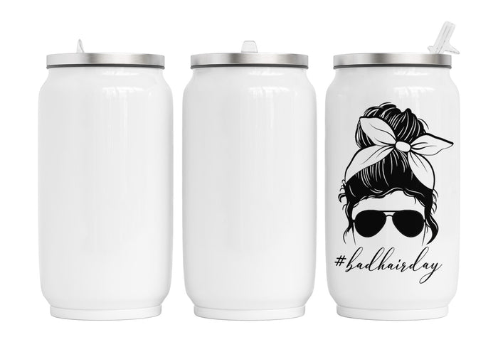 Personalisierte Thermo-Edelstahl Trinkdose badhairday