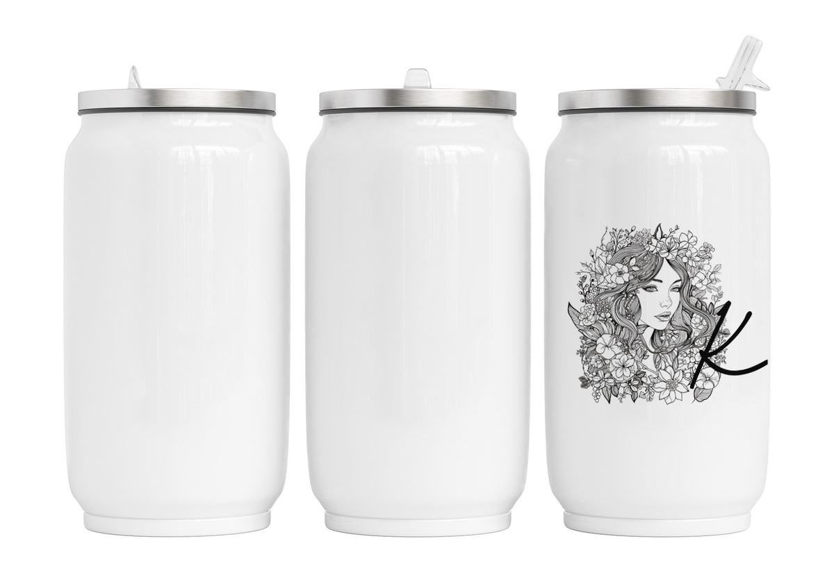 Personalisierte Thermo-Edelstahl Trinkdose Blumenfrau