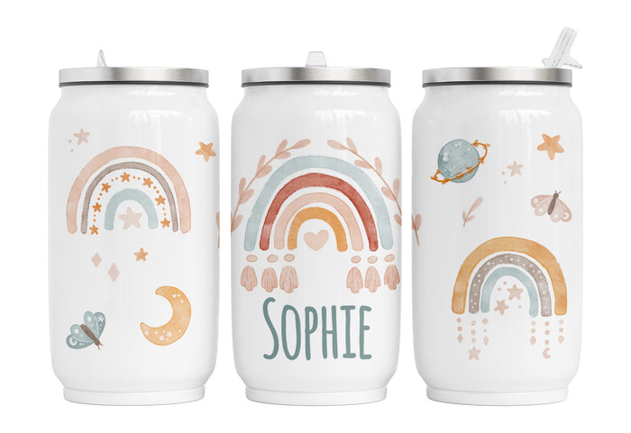 Personalisierte Thermo-Edelstahl Trinkdose Boho rainbow mint