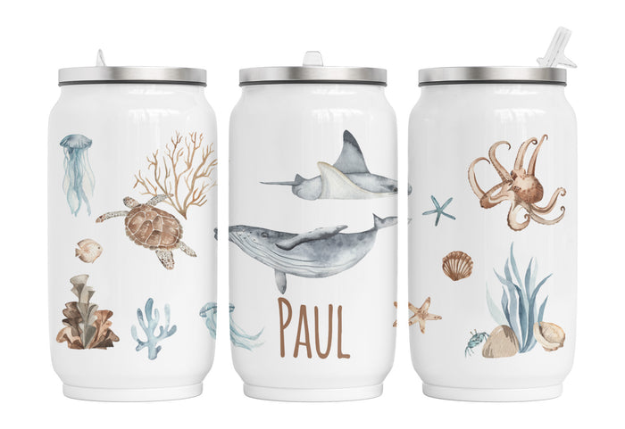 Personalisierte Thermo-Edelstahl Trinkdose Sealife