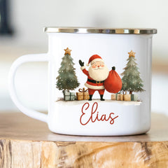 Personalisierte Emailletasse 401 Weihnachtsmann