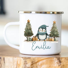 Personalisierte Emailletasse 402 Pinguin
