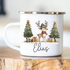 Personalisierte Emailletasse 407 Rentier