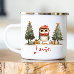 Personalisierte Emailletasse 409 Eule