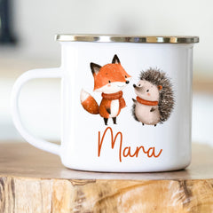 Personalisierte Emailletasse 415 Winterfreunde