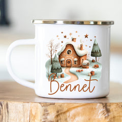 Personalisierte Emailletasse 416 Lebkuchenhaus