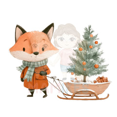 Bügelbild happy winter fox sleds - H044