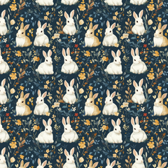 Hasenfreunde dunkelblau Baumwolle 48cm Stoffrest 15,45€/m