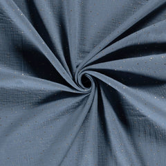 Musselin Glitzer dots jeansblau