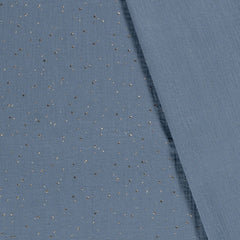 Musselin Glitzer dots jeansblau
