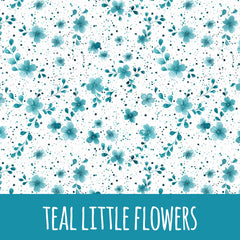 teal little flowers Bio Jersey 50cm Stoffrest 18,1€/m