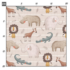 African animals beige Baumwolle - Mamikes