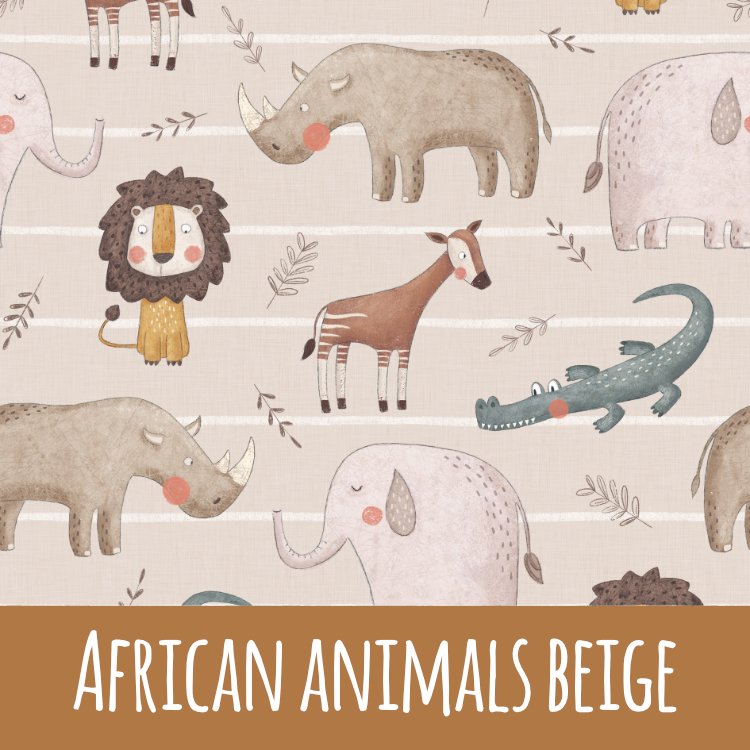 African animals beige Baumwolle - Mamikes