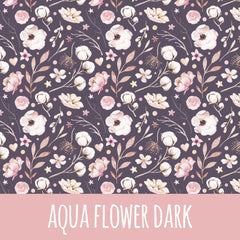 Aqua flower dark Baumwolle
