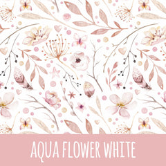 Aqua flower white Baumwolle
