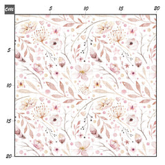 Aqua flower white Baumwolle