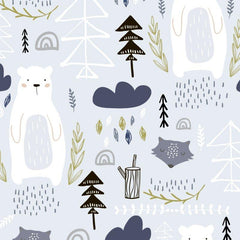 Wald Bär blau Baumwolle