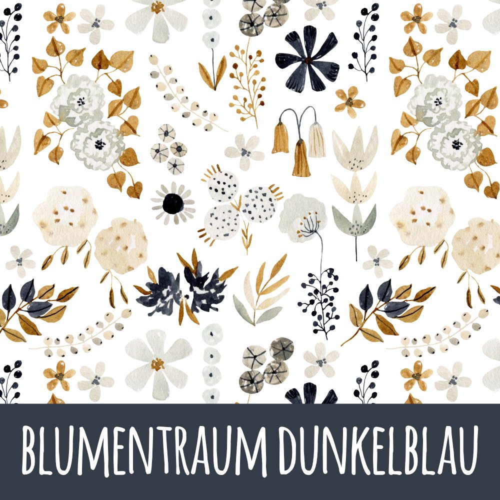Blumentraum dunkelblau Baumwolle - Mamikes