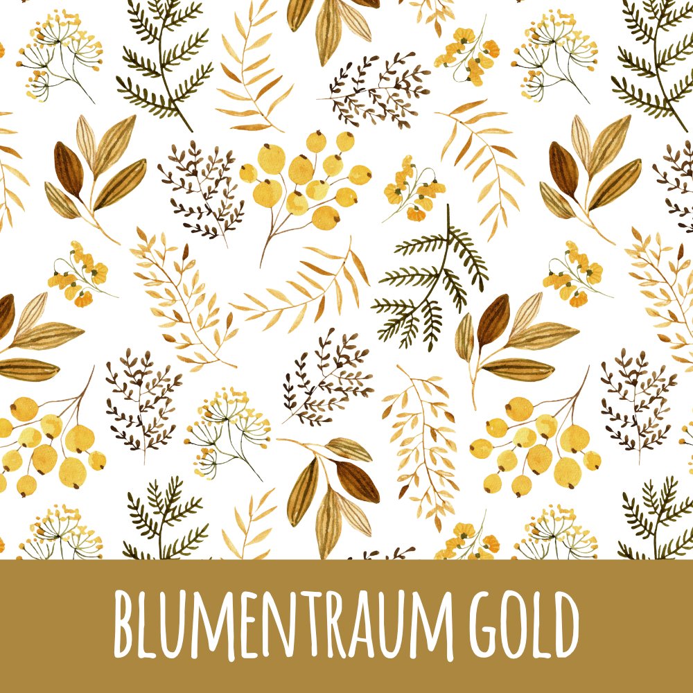 Blumentraum gold Baumwolle - Mamikes